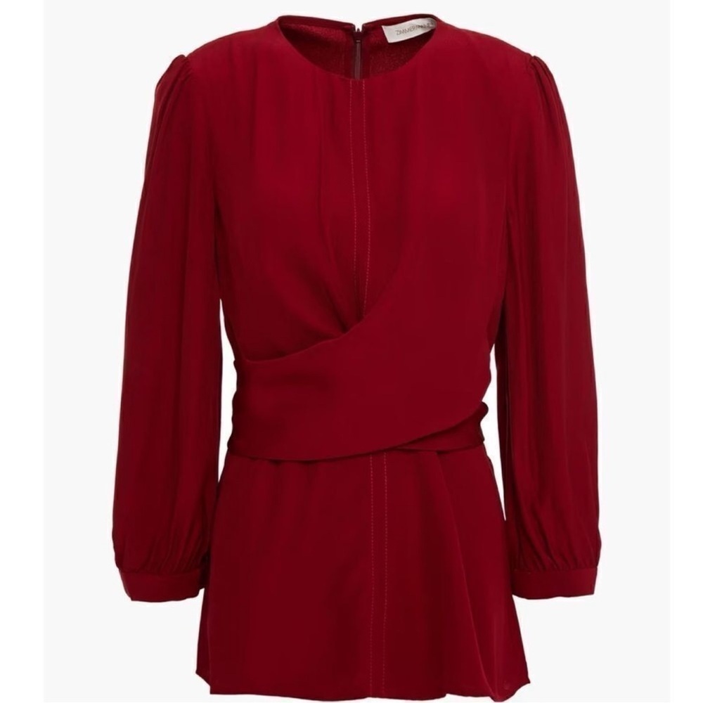 ZIMMERMANN Crossover Gathered Crepe Blouse
